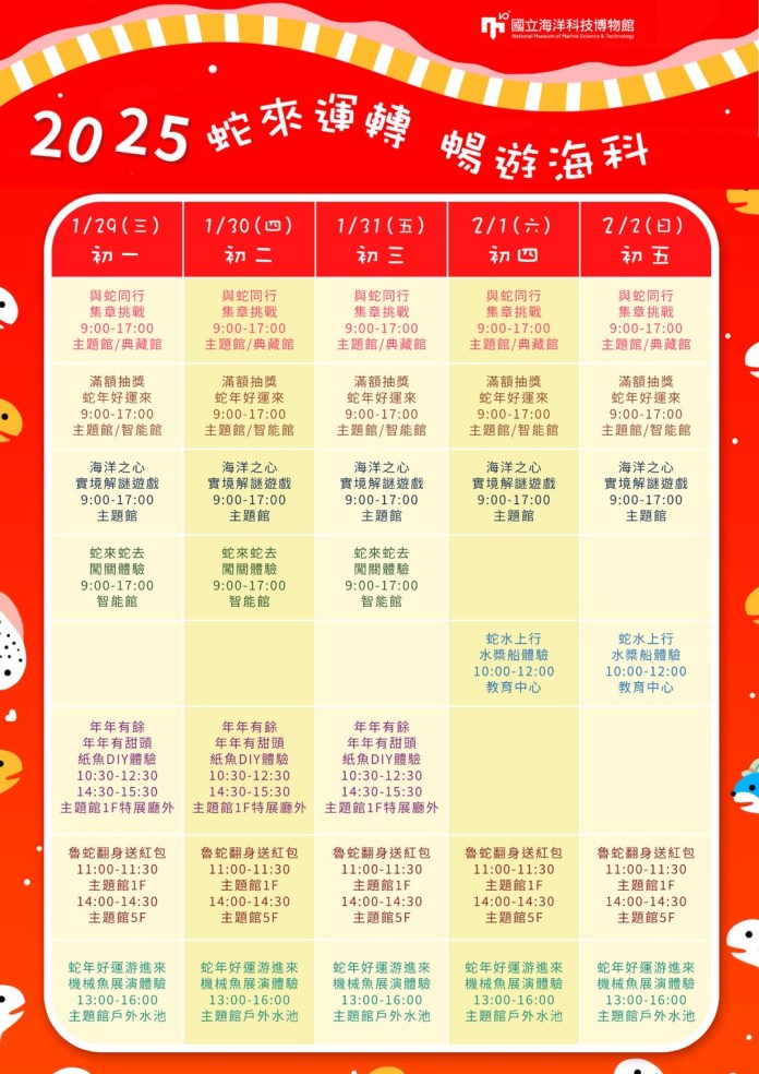 海科館2025年初一至初五活動表