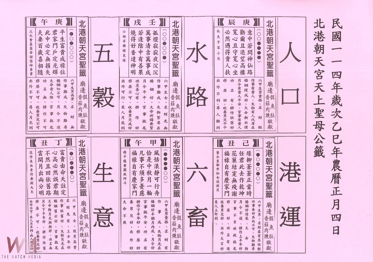 北港朝天宮大年初四接神抽公籤 港運籤再度抽中「己丑籤」 - https://www.watchmedia01.com
