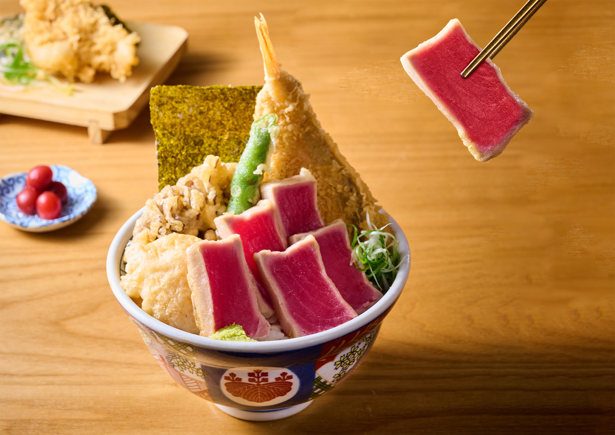 『金子半之助』半生食新作-生鮪揚天丼