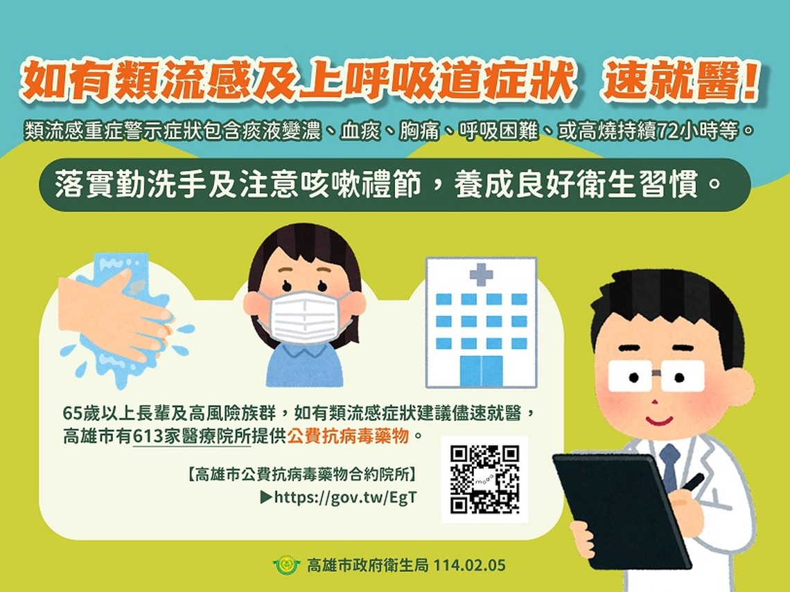 高市公費流感疫苗今用罄 公費流感抗病毒藥劑存量無虞