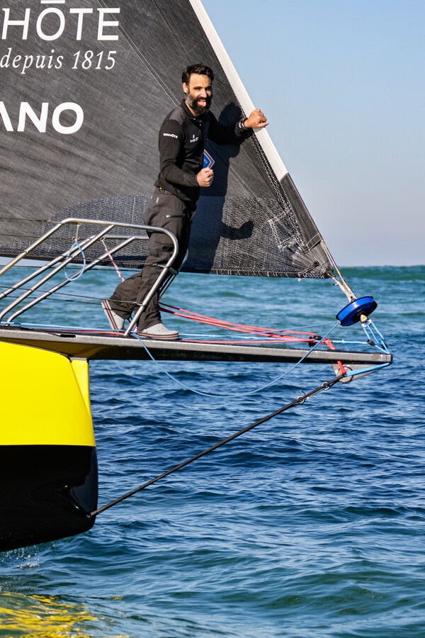 LES SABLES D’OLONNE, FRANCE - FEBRUARY 03, 2025 : Hublot skipper Alan Roura (SUI) is photographed after taking 18th place in the Vendee Globe, on February 03, 2025 in Les Sables d'Olonne, France - (Photo by Anne Beauge / Alea)