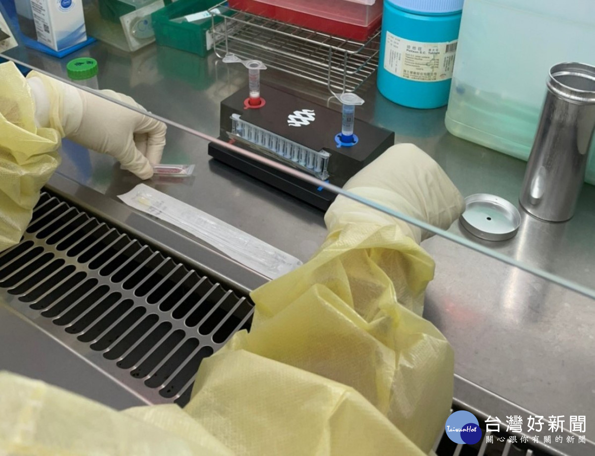 醫事檢驗師於生物安全操作櫃內處理病患檢體，確保無菌環境，精準進行檢測作業。
