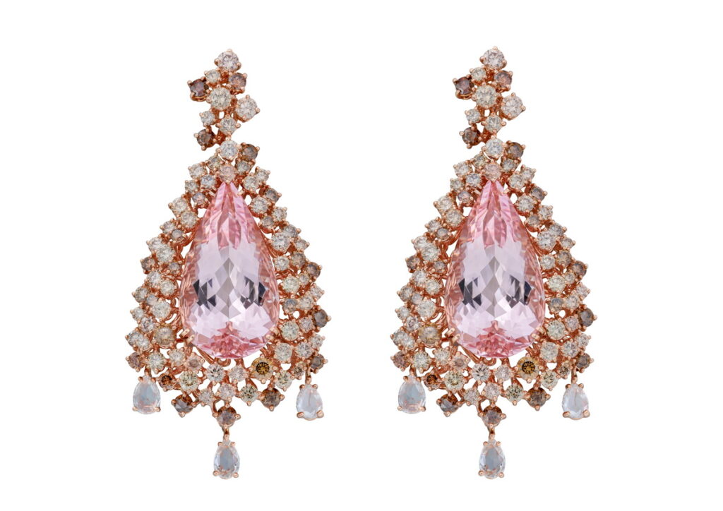 微風廣場-DAMIANI Masterpiece Mimosa 18K玫瑰金鑲鑽摩根石耳環 商品價格請店洽