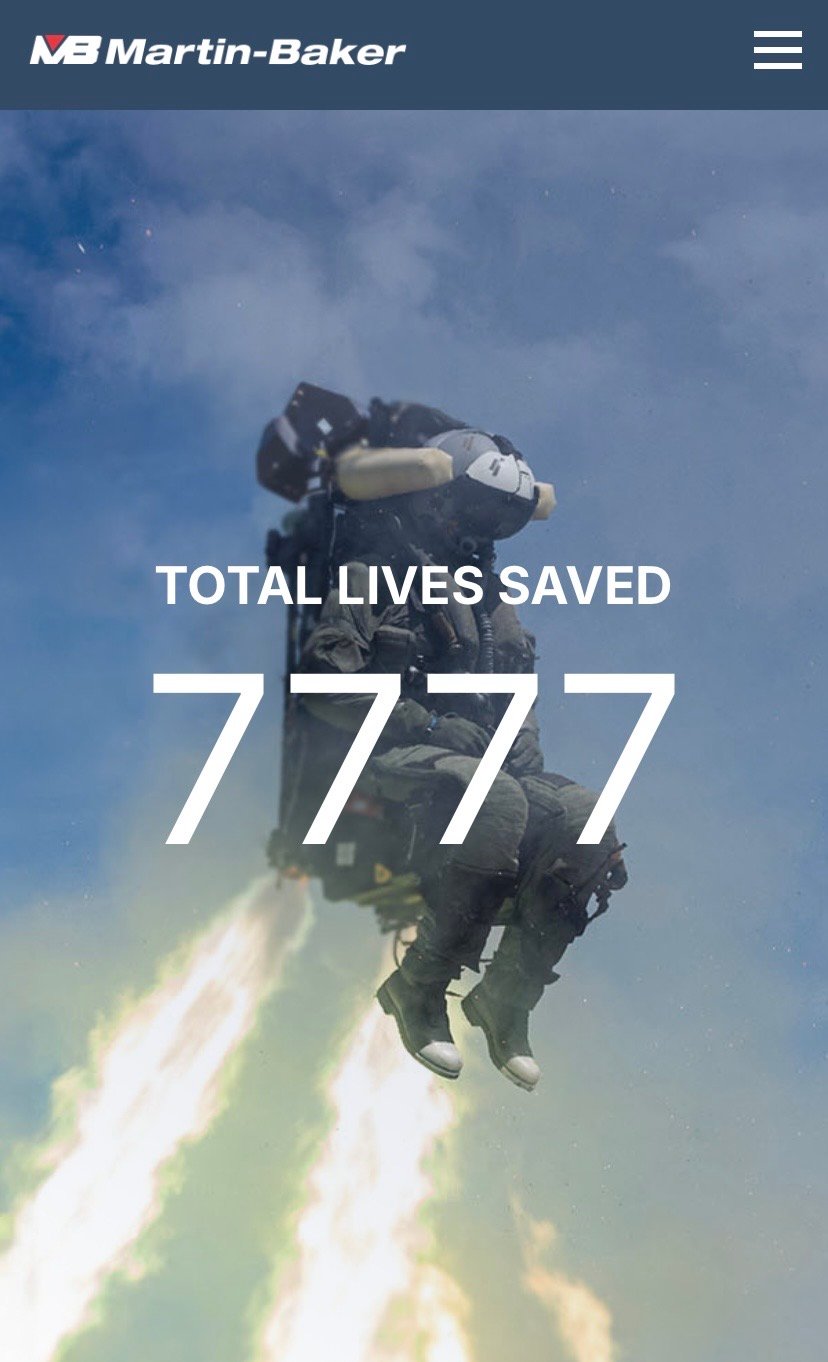 「7777」這個數字,將代表獲救勇鷹飛官在歷史上的紀錄,而事件後,勇鷹教練機仍然停飛。翻攝自Martin Baker公司網站