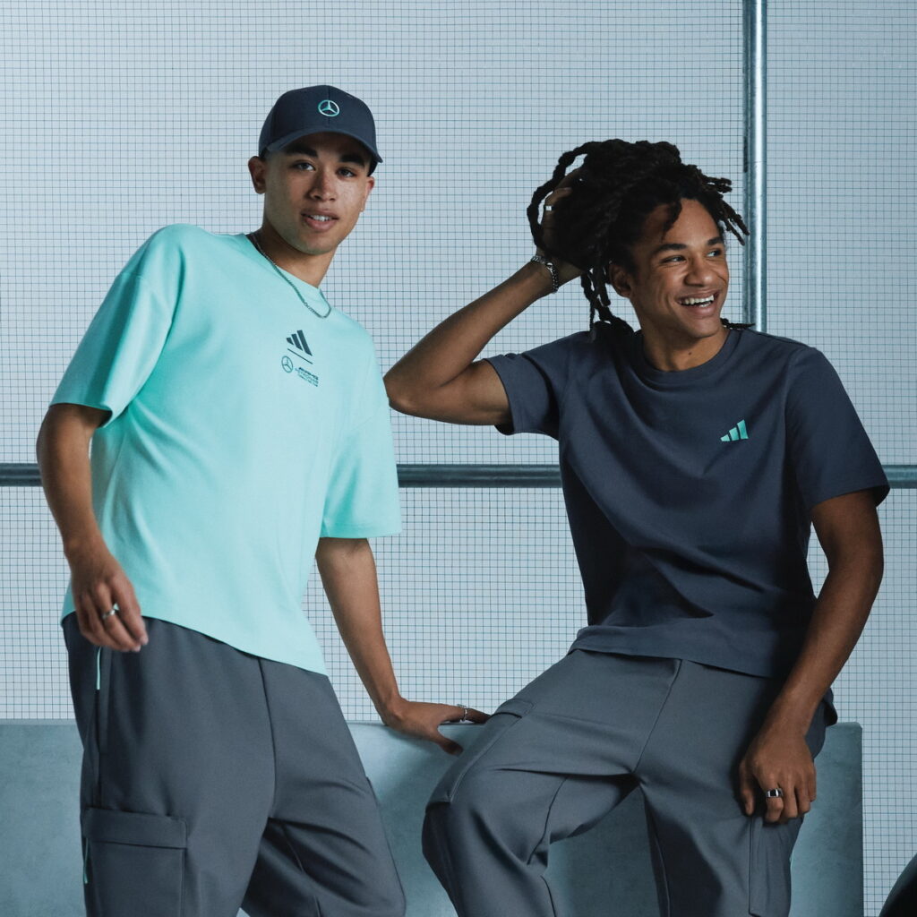 「Fans休閒系列」使用Mercedes-AMG PETRONAS F1車隊主配色「黑銀配薄荷綠色」。