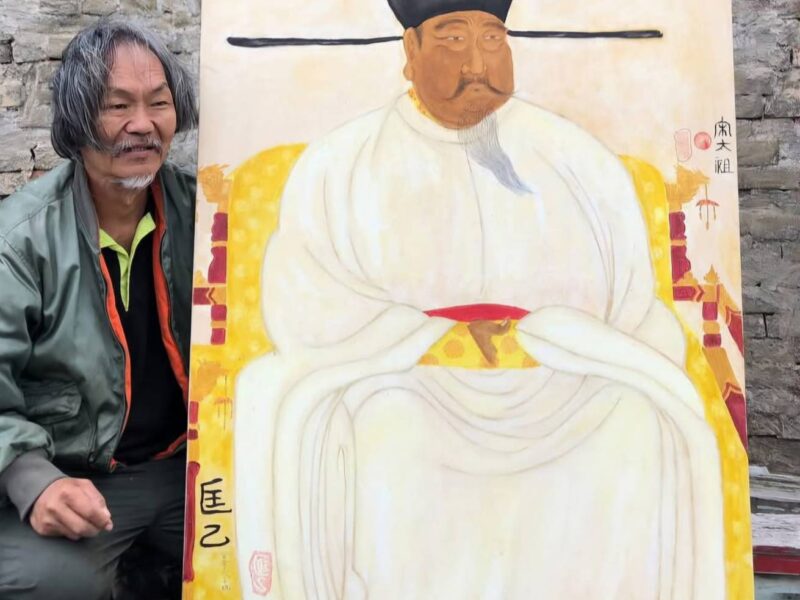 圖文:手指油畫創舊大師匡乙 非賣珍藏版228假期老塘湖藝術村展出 門票買三送一。
