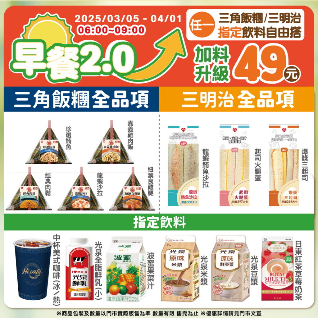 318國際早餐日 萊爾富3/5至4/1推出「早餐2.0加料升級」
