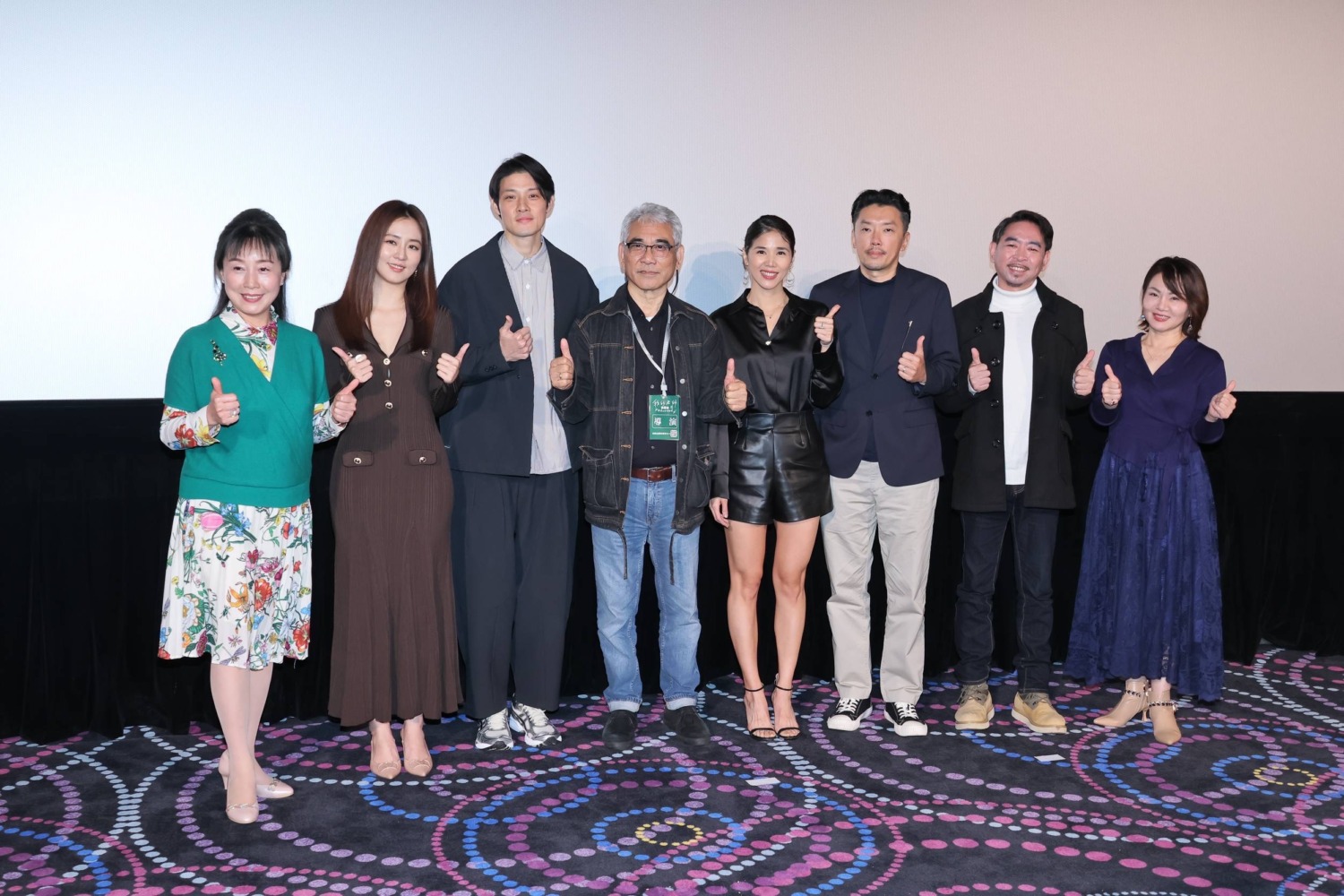 主創團隊左起-方岑、周曉涵、寇家瑞、導演林樹橋、張心妍、段鈞豪、邴浩敬和藝鴒共同出席秘密首映會。(圖/群和國際文化 提供)