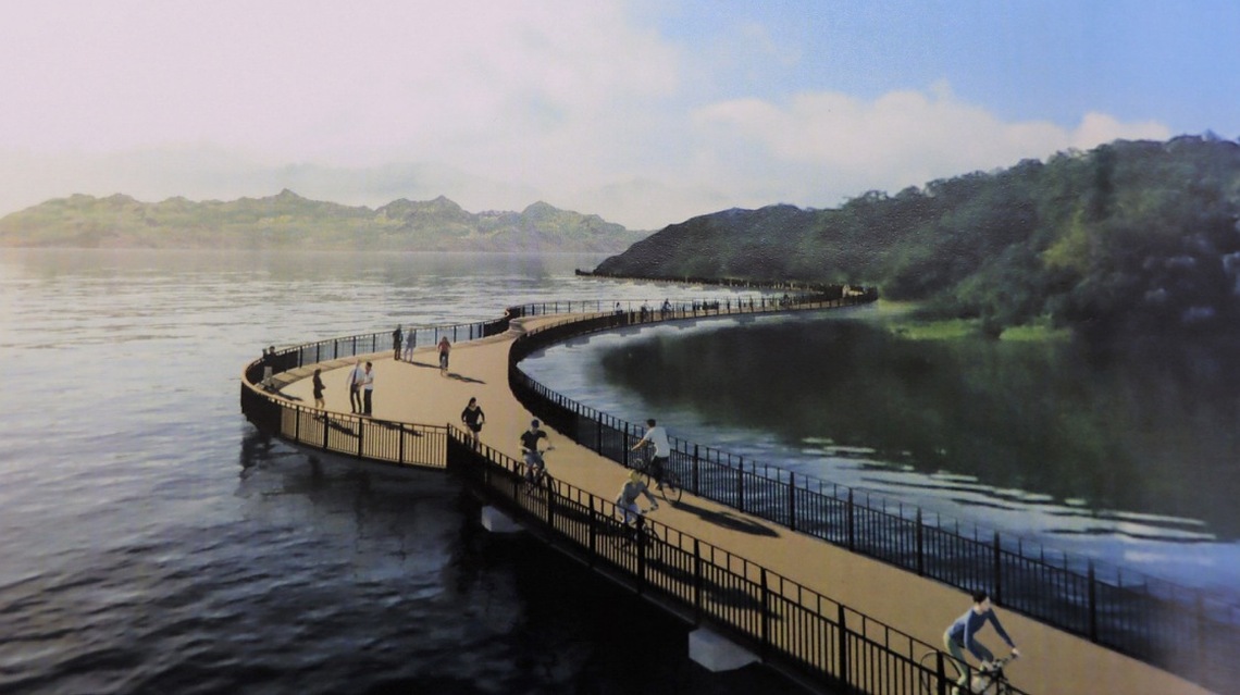 苗栗明德水庫南岸環湖步道建置工程開工        完工可騎乘至黃屋伙屋及海棠島