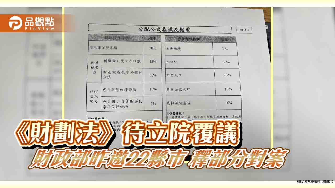 《財劃法》待立院覆議 財政部邀22縣市 釋部分對案