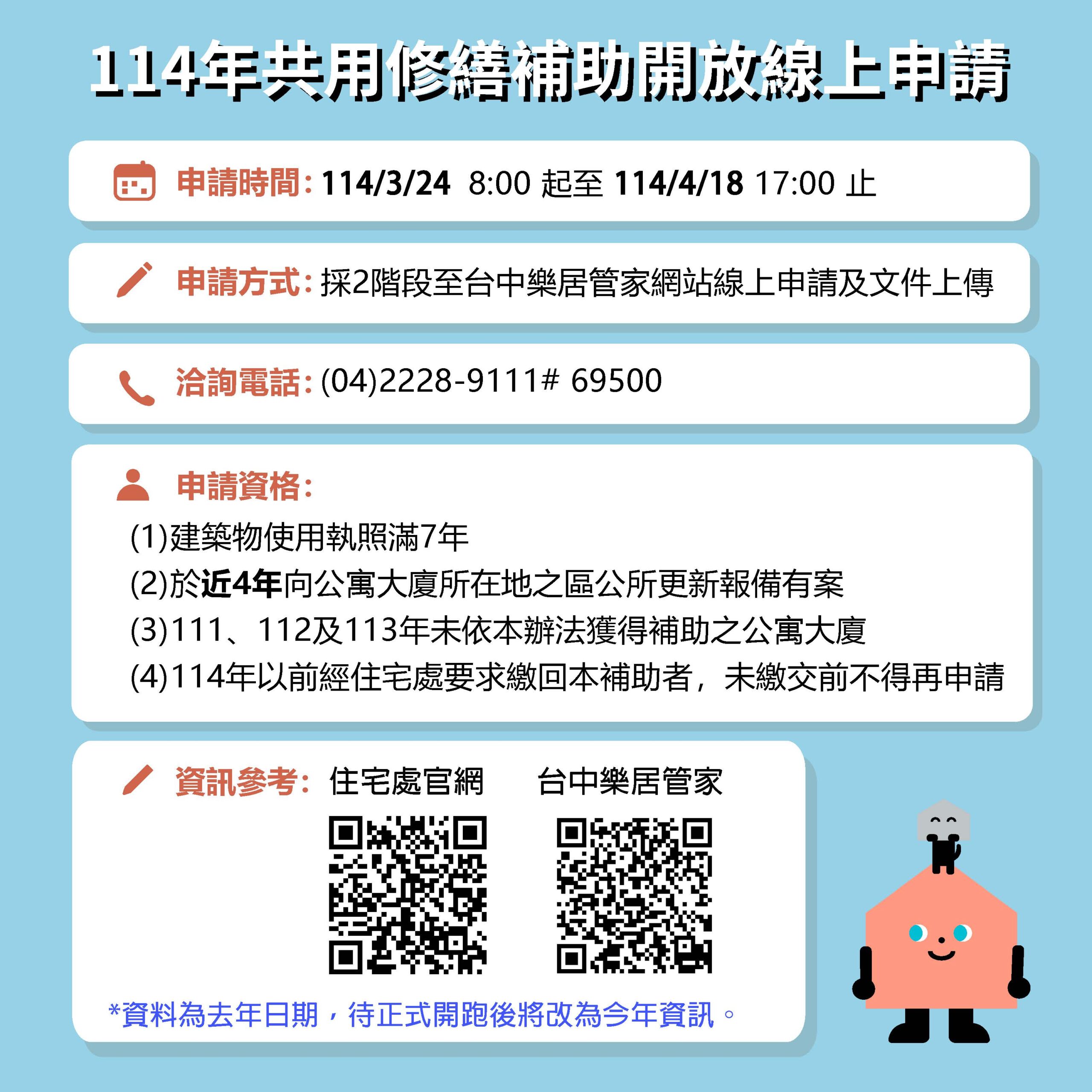 台中114年公寓大廈修繕補助3/24開跑　線上申請更便捷