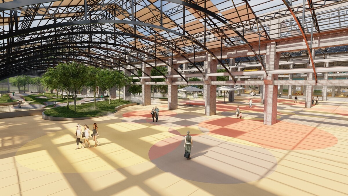 ▲高雄市規劃將臺鐵高雄機廠貨車工場改建為「高雄親子遊樂園區」，1.5萬平方公尺用地將設置近30項親子設施，打造全台最大室內全齡免費遊樂園。(圖／高雄市工務局提供)