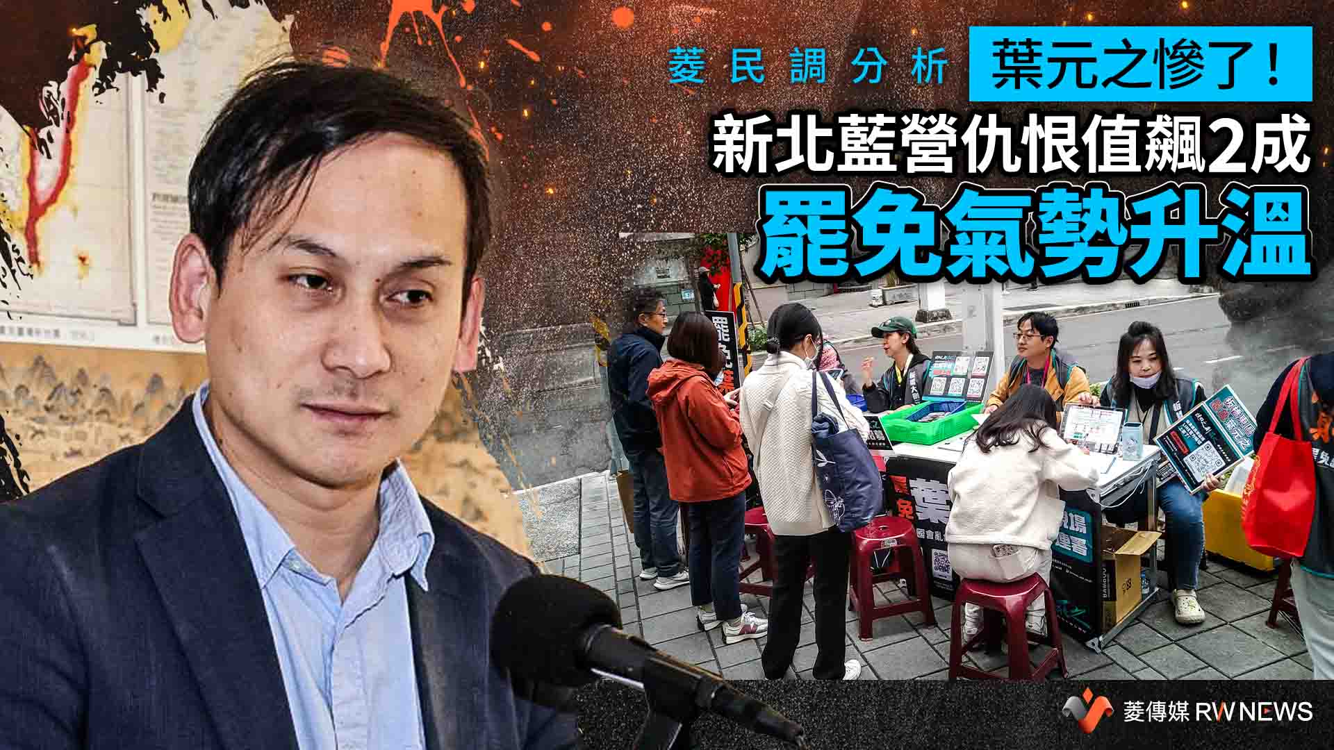菱民調分析/葉元之慘了!新北藍營仇恨值飆2成 罷免氣勢升溫