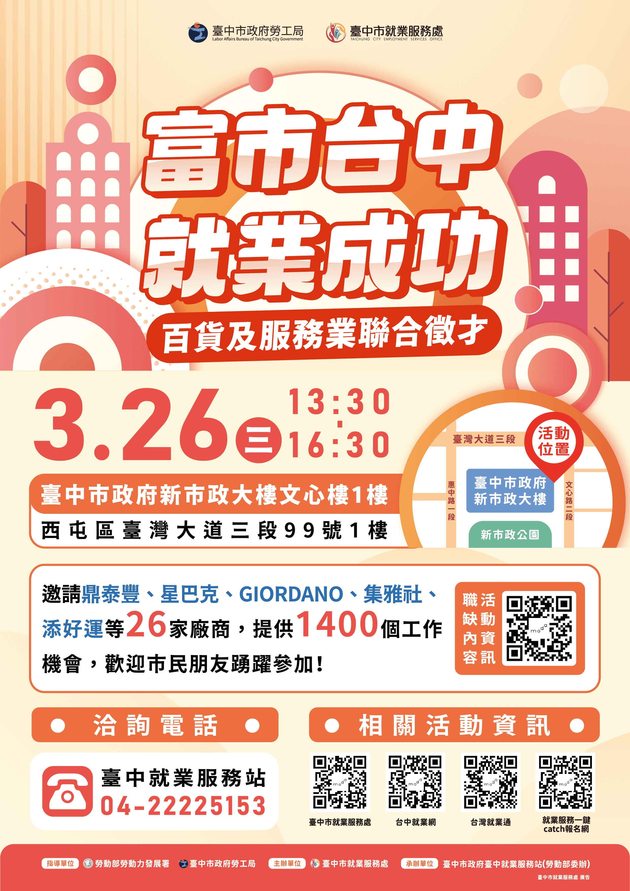 助新光三越受影響勞工轉業！ 中市勞工局百貨及服務業徵才3/26登場