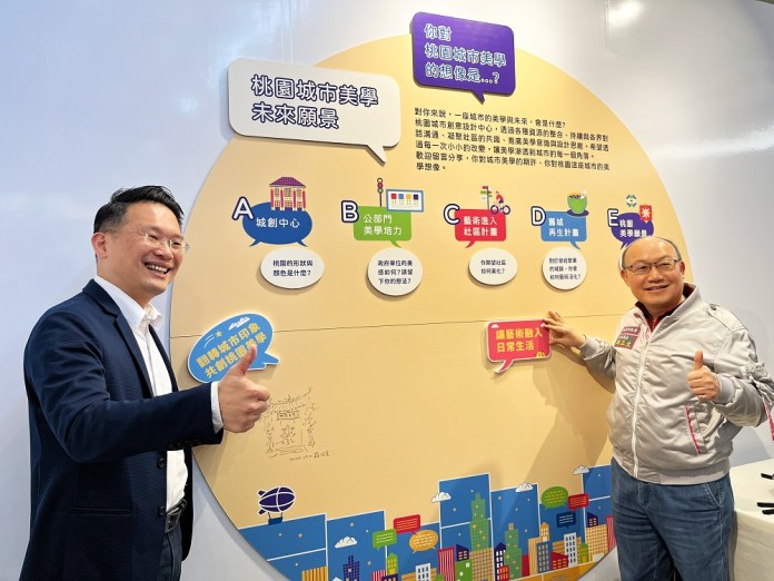 桃園城市創意設計中心舉辦年度特展 呈現地方深厚文化底蘊 79 11《美學體驗・設計有感》桃園城市創意設計中心2025年度特展展區 左 副市長蘇俊賓 右