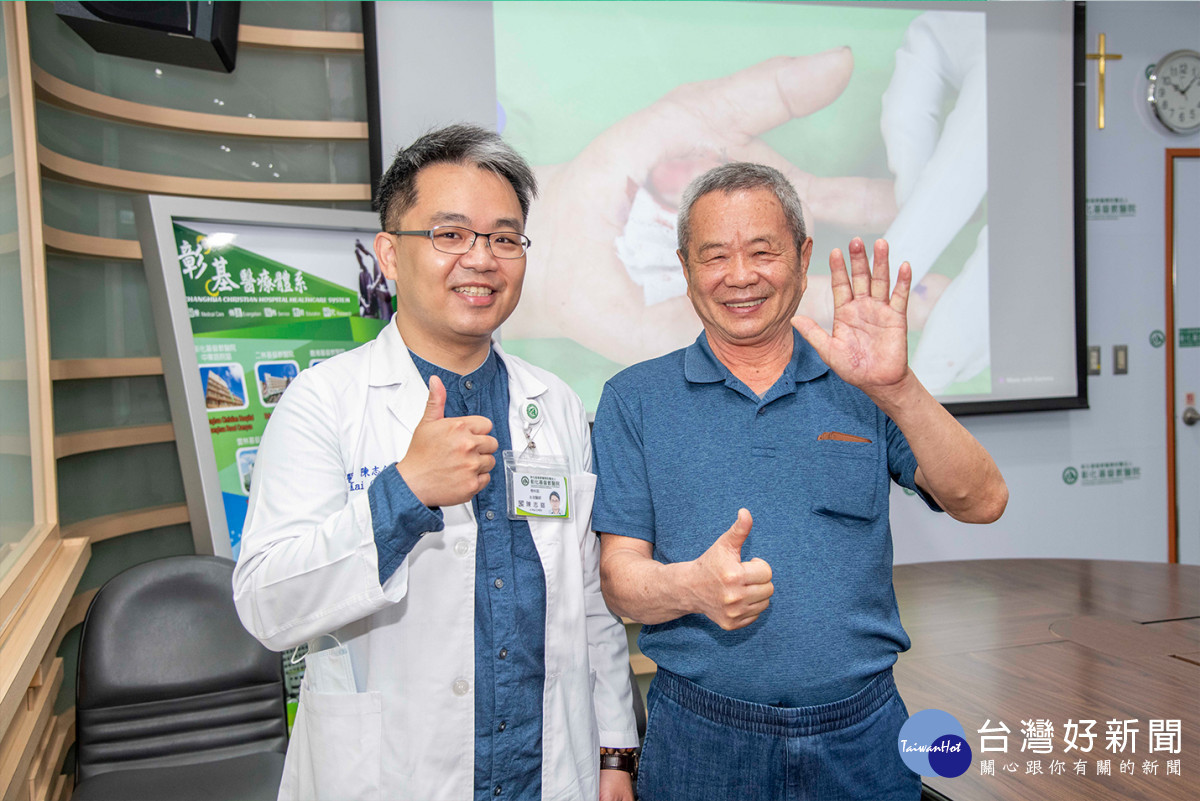 魏校長感謝學生的回春妙手讓他的妙手回春。圖／彰基醫院提供