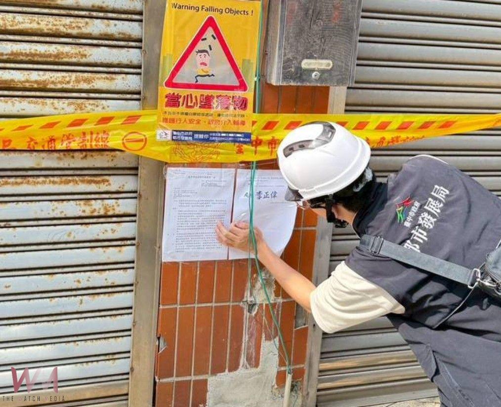 台中市清水區塌陷建築物公告停止使用　都發局：開放住戶限期搬家