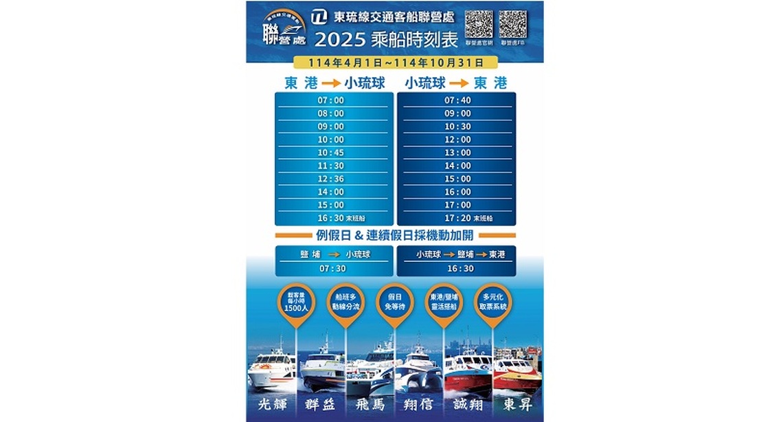 東琉線4/1起調整航班 提供更便捷順暢的海上旅程
