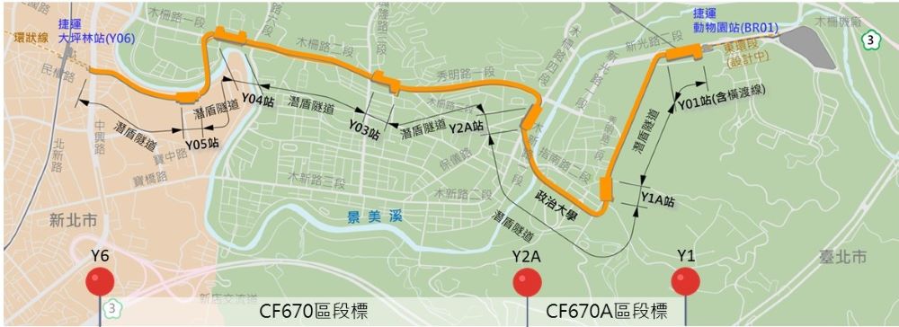 《圖說》南環段路線圖(區段標) 。〈捷運局提供〉
