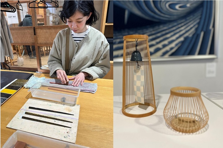 位於靜岡的「匠宿」提供漆磨粉貝筷(左圖)和駿河竹千筋細工風鈴（右圖）的製作體驗，都有專業職人現場指導。　記者-蔡雅雯／攝影