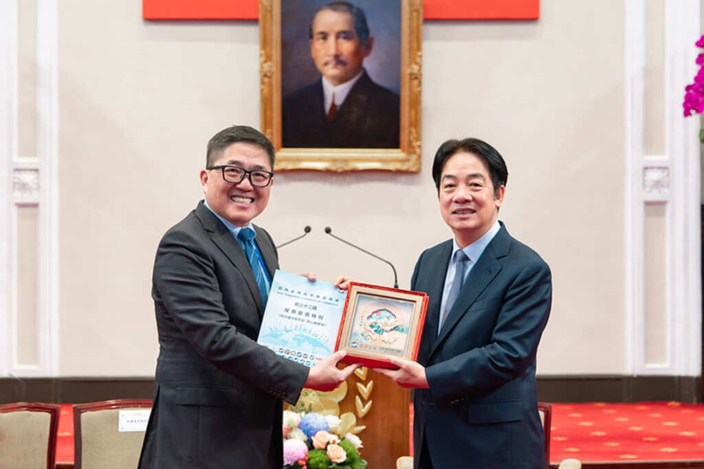 總統歡迎臺灣商會聯合總會回國訪問 感謝林凱民總會長提供臺商朋友寶貴的市場資訊，協助臺灣產業展開全球布局(圖/總統府)