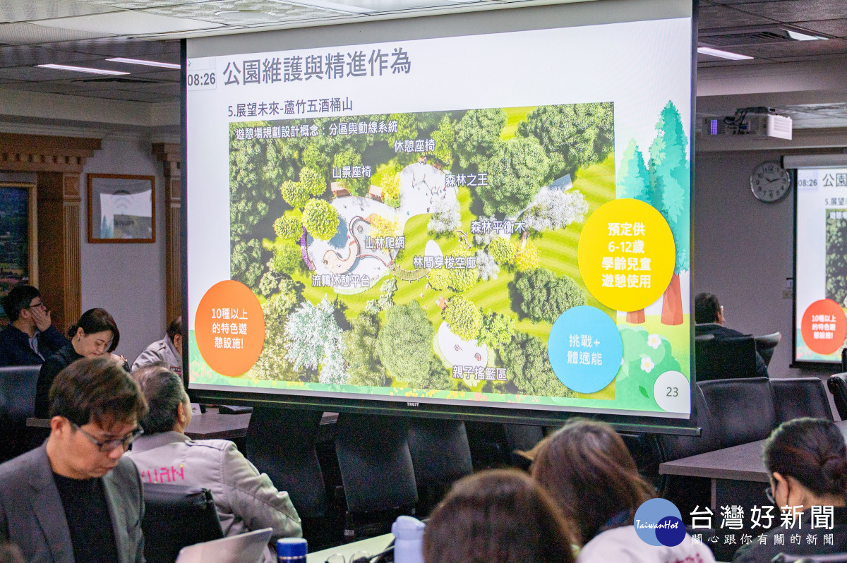 未來第二波的公園改造計畫將包含蘆竹五酒桶山公園修整。