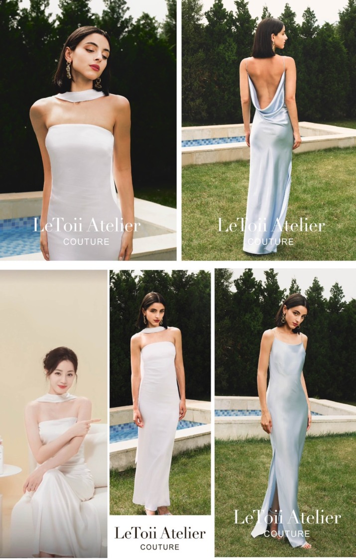 Dilraba迪麗熱巴 於近期廣告拍攝中身著 LETOII ATELIER “DEMI-COUTURE”「微訂製系列」真絲款禮服亮相。 (圖/品牌方 提供)