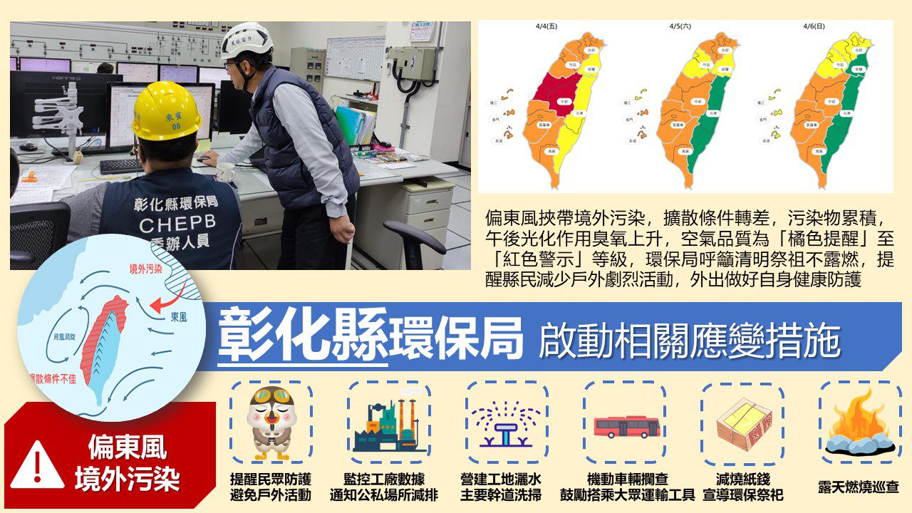 清明連假空品警示！中部橘色至紅色提醒　注意防護減少污染