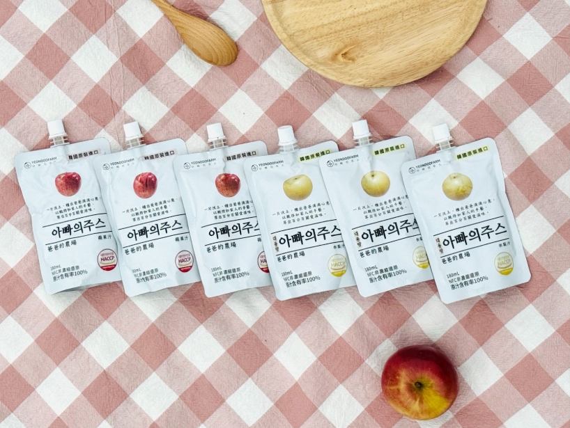 果汁包裝採吸嘴袋設計，輕巧又便攜，成為忙碌的現代人日常飲食好選擇。圖/腦波數位提供