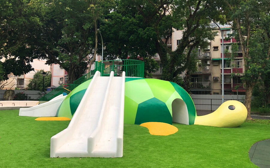 圖/新店區福民公園以海龜設計主題作為全新遊戲場。(新北市政府景觀處提供)