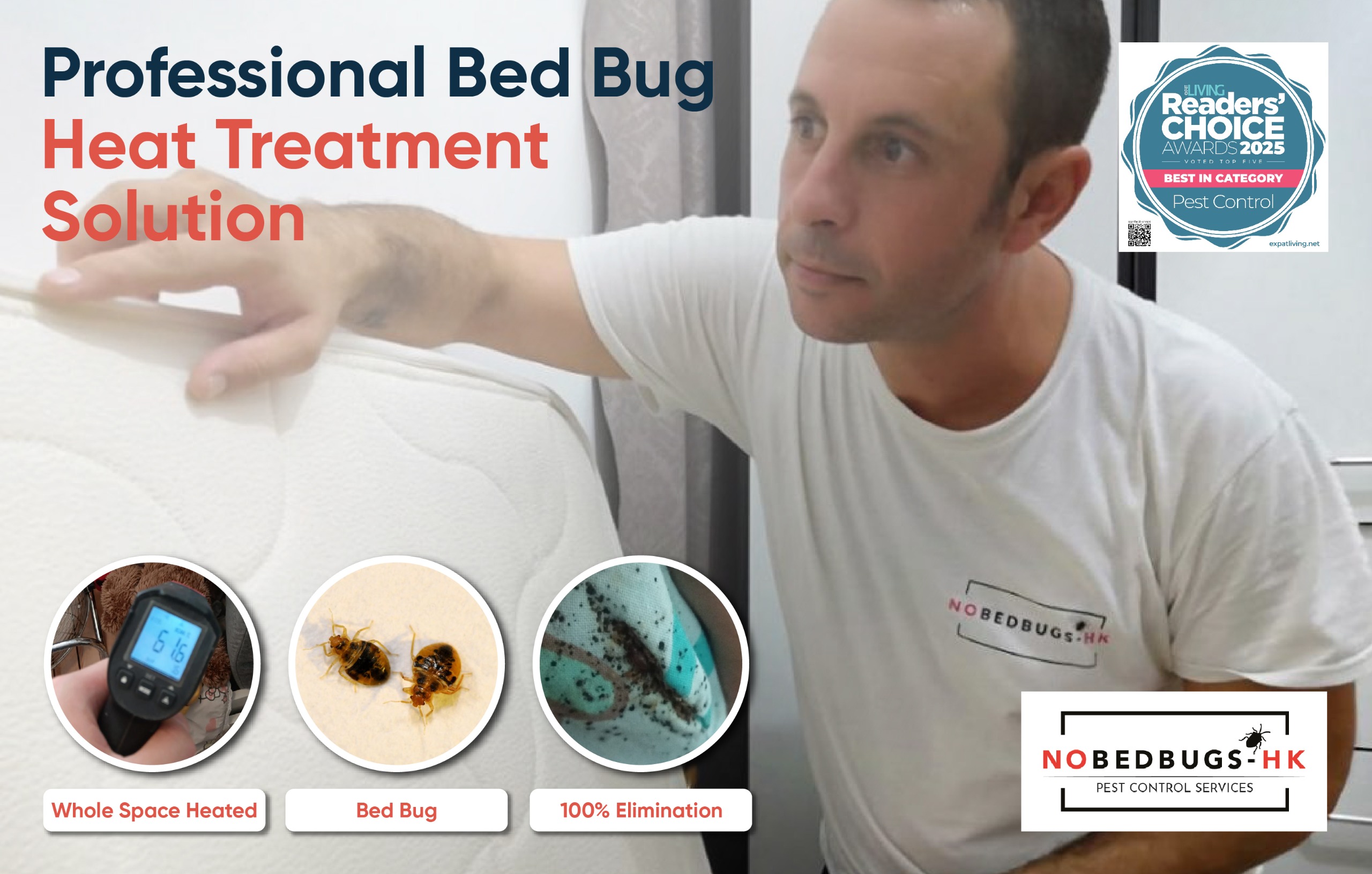 NoBedBugs-HK 榮獲香港最佳滅蟲服務公司 獨家技術： 熱能殲滅床蝨   安全高效傲視群雄
