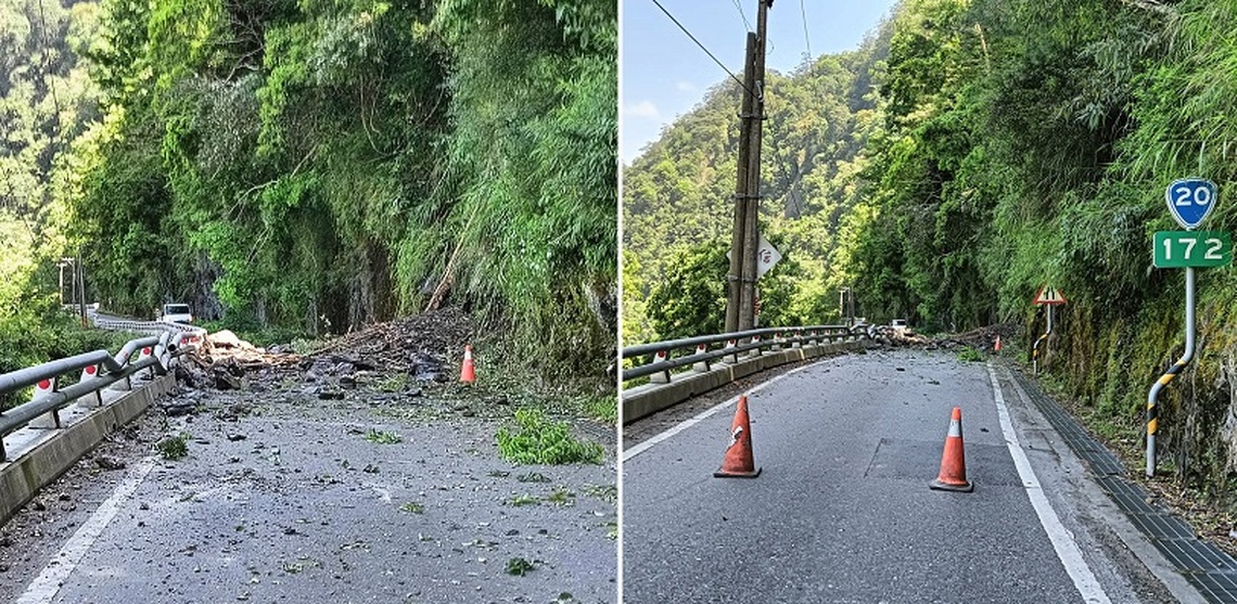 海端鄉利稻路段發生邊坡落石   雙向道路阻斷無法通行