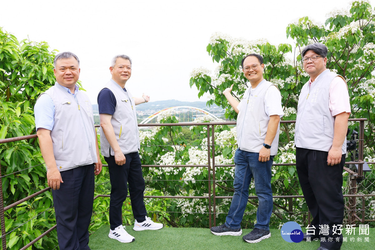 嘉義市圓林仔社區是南部少數的賞桐花的勝地,還可遠眺改建後的盧山橋/嘉義市府提供