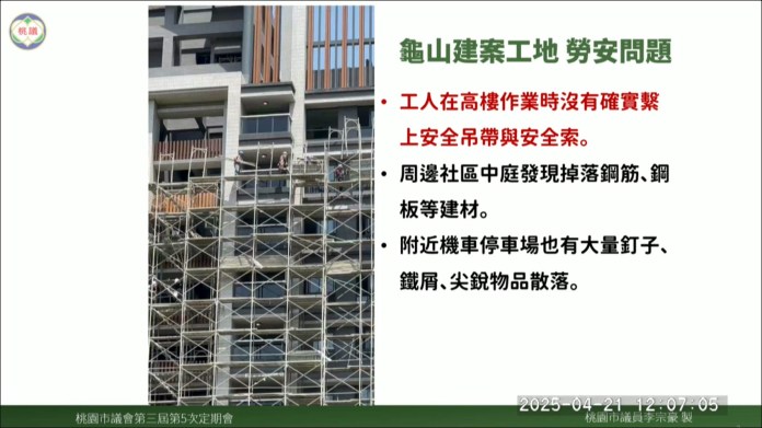 高空作業安全措施不足 桃議員籲勞動局加強巡查高風險工地 49 S 14786661 0