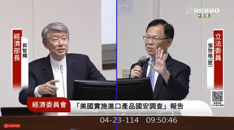 張啓楷指出,國內企業對外投資若金額超過15億元,應於投資前向中央主管機關申請核准,否則即違反法令。(圖/國會頻道)