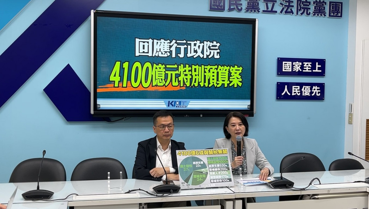 中國國民黨立法院黨團書記長王鴻薇（右）與首席副書記長羅智強（左）。（圖／翻攝自中國國民黨立法院黨團Facebook直播）
