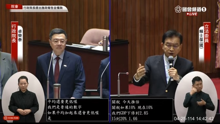 行政院長卓榮泰今到立法院院會進行施政報告並備詢。(圖/國會頻道)