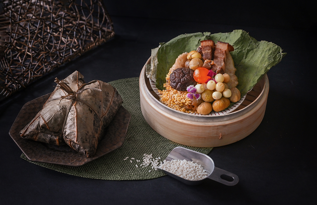 ▲高雄福華飯店珍珠坊龍王裹蒸粽重達一斤,份量十足。（圖/高雄福華飯店提供）