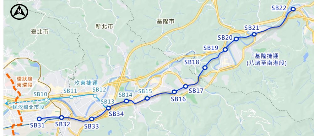 基北合作基隆捷運向前行 經費盼6月前核定 3 《圖說》基隆捷運路線圖。〈捷運局提供〉
