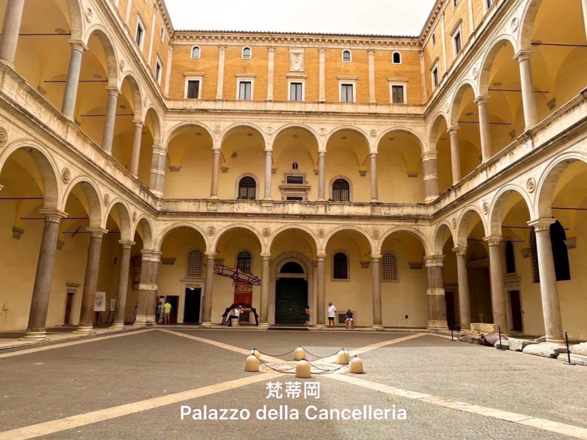 圖說：世界文化遺產的之一的文書院宮（Palazzo della Cancelleria）位於義大利羅馬，屬梵蒂岡管轄的宮殿。