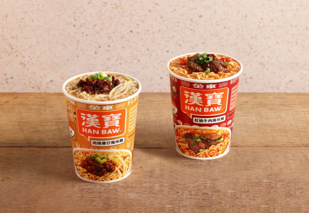 金車漢寶杯麵台味2.0全新登場,兩款經典台式口味「肉燥擔仔風味麵」與「紅燒牛肉風味麵」,挑戰巷口麵店記憶滋味。(圖片僅供參考,實際內容參見實物)