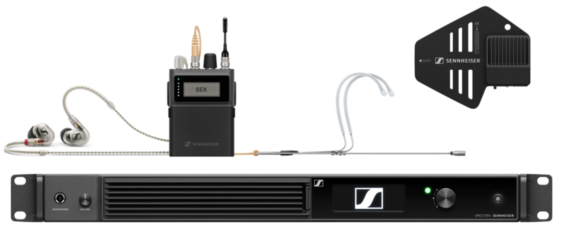 Sennheiser Spectera寬帶雙向數字無線解決方案（圖為1.4GHz頻段版本的腰包及天線）