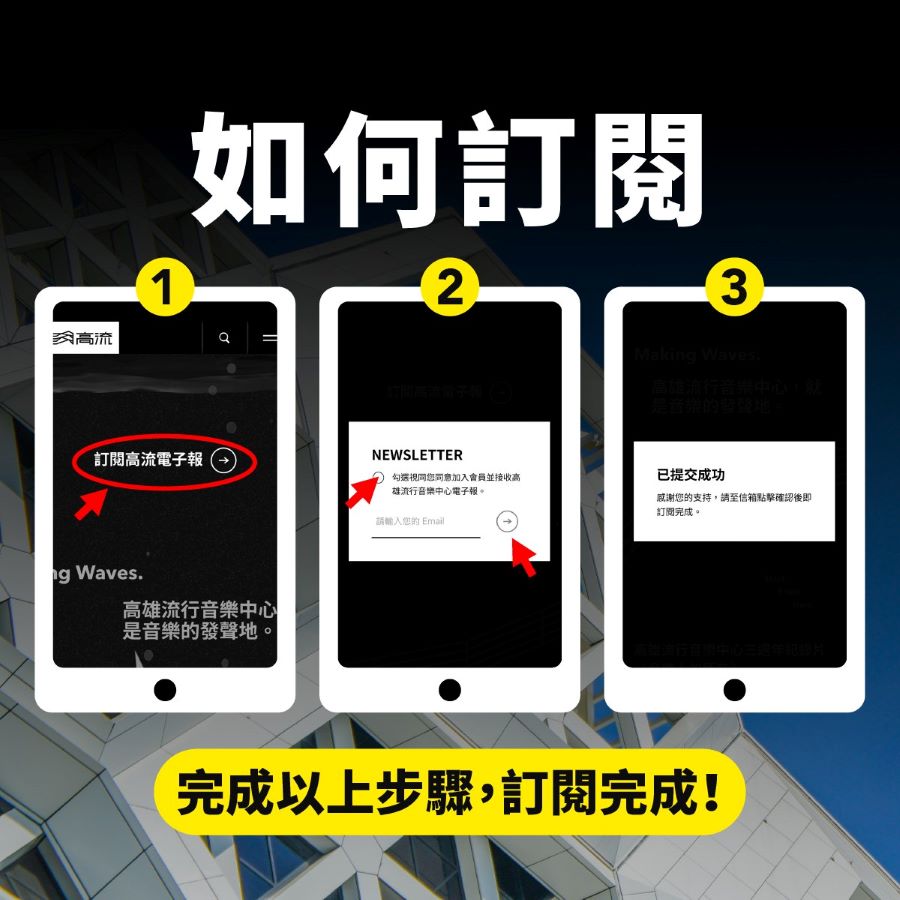 ▲高流官網訂閱《閱讀音樂》專欄步驟說明。