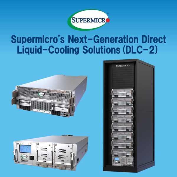 Supermicro新一代直接液冷解決方案DLC-2可降低資料中心用電、用水、噪音和占地空間，節省最高40%電力成本與最高20%總體擁有成本