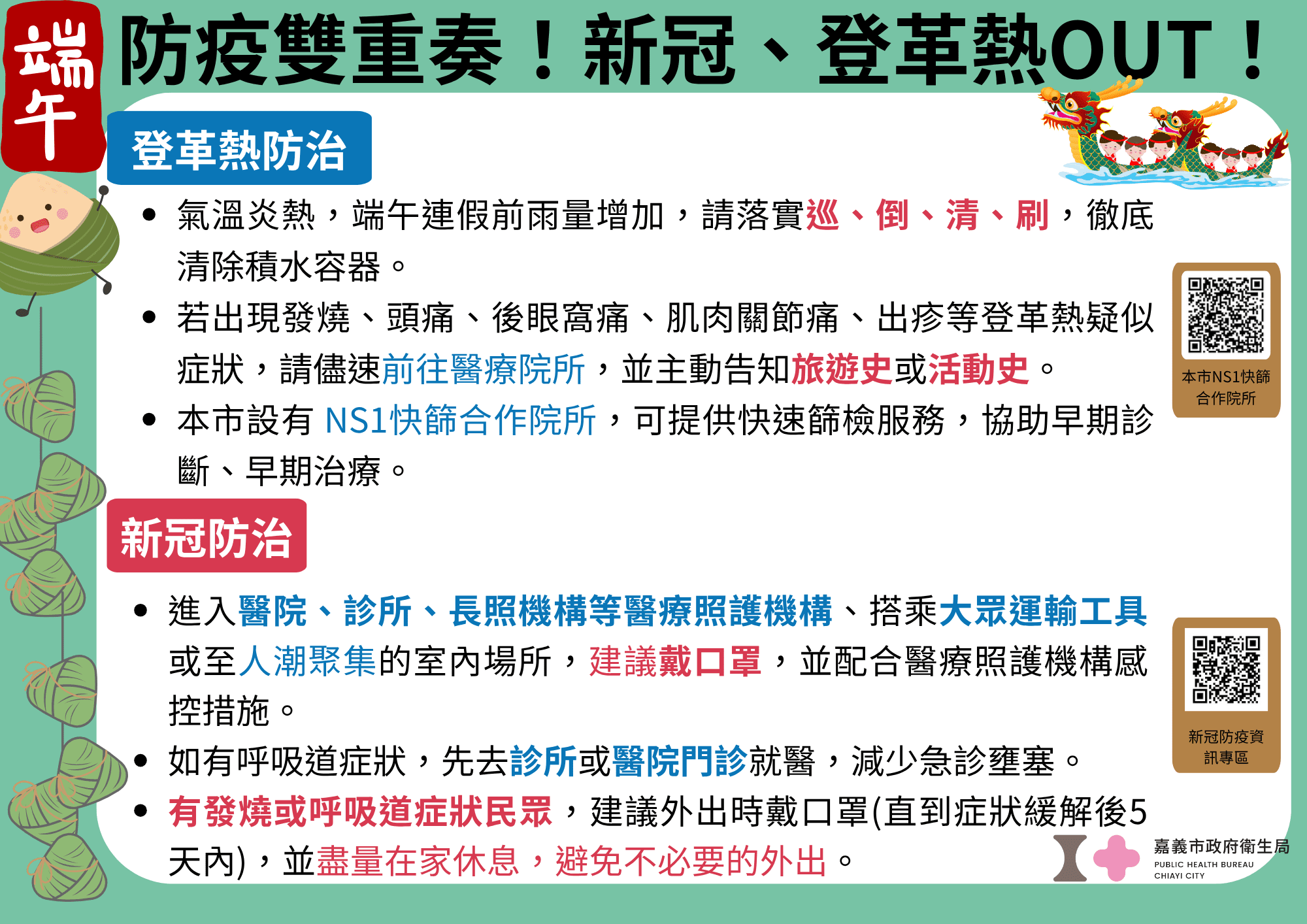 濕熱天氣恐助長疫情 嘉市提醒連假注意登革熱與新冠防治