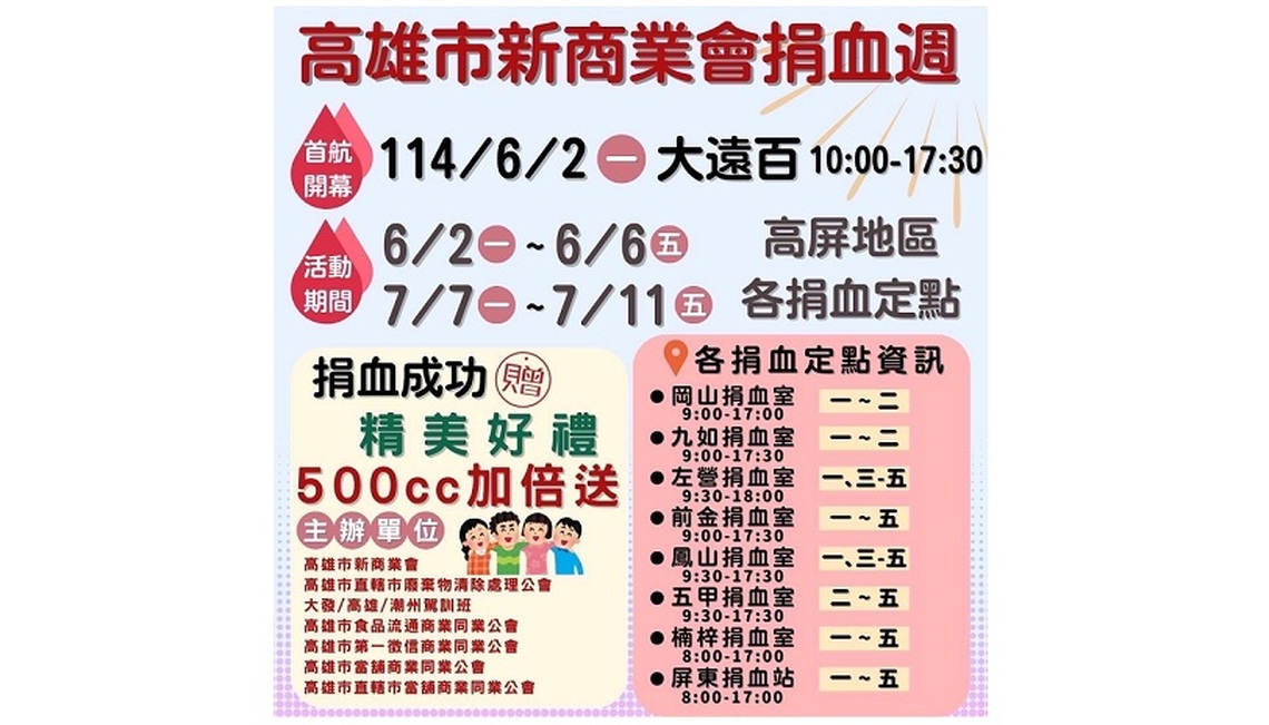 高市新商業會114年聯合捐血活動 號召民眾加入捐血救人行列
