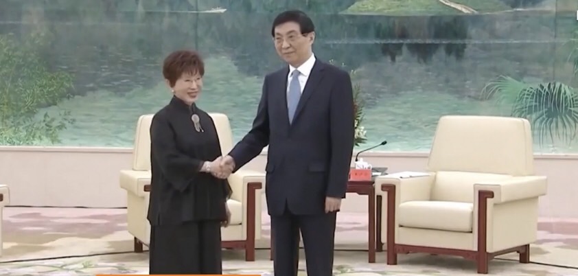 ▲洪秀柱近日參加海峽兩岸中華文化峰會，會見大陸政協主席王滬寧。