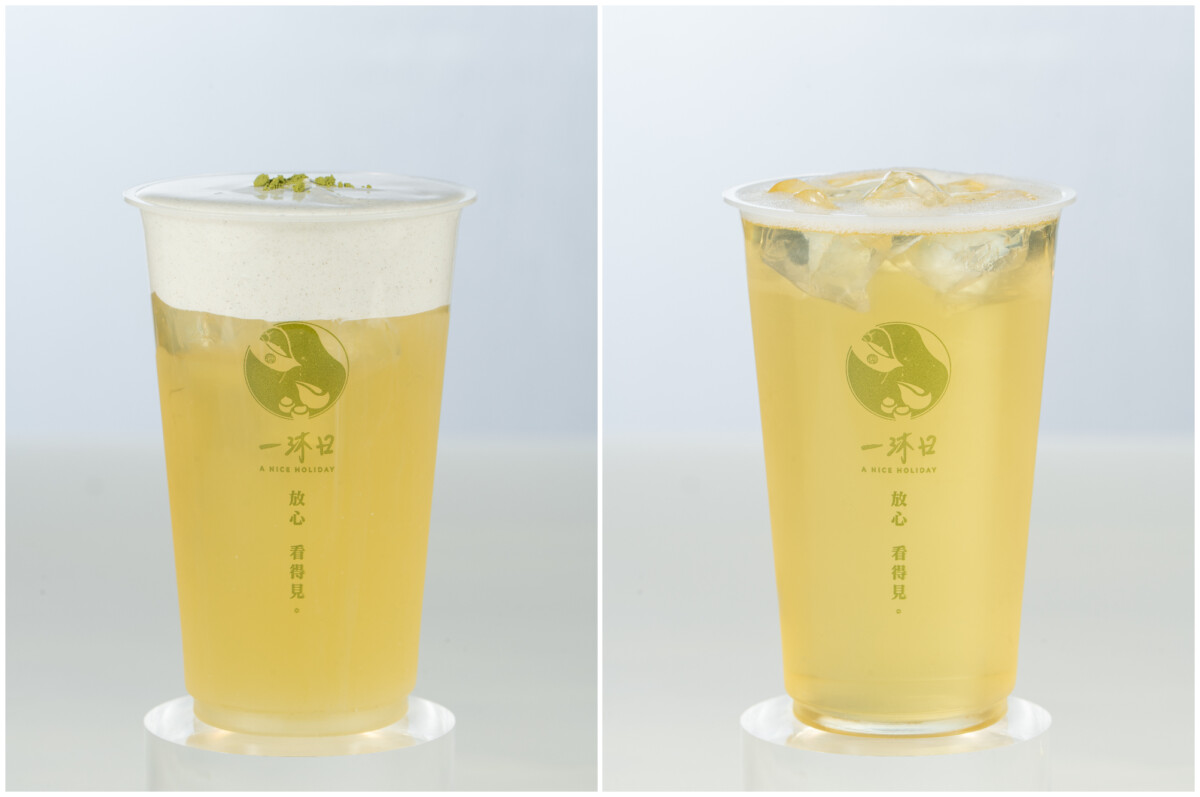 左：高讚塔奶蓋烏龍綠，右：輕香烏龍綠