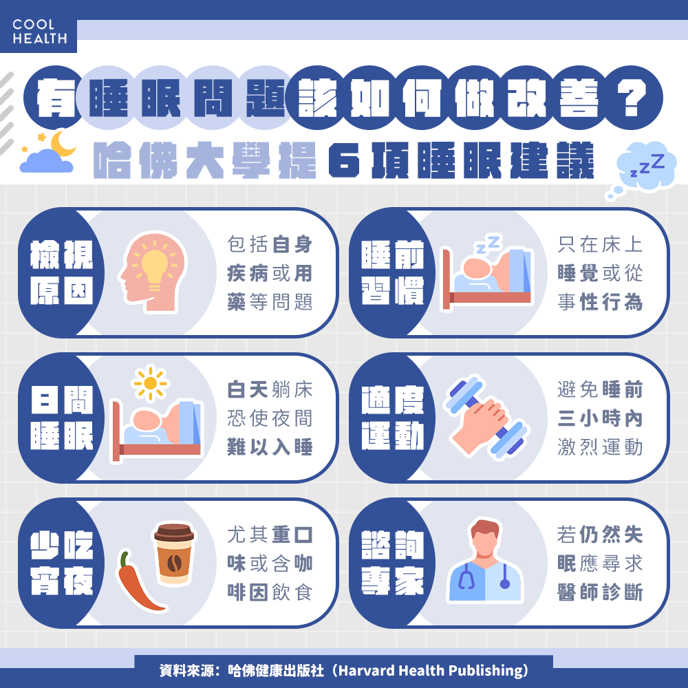 如何改善睡眠問題? 哈佛大學提6項建議