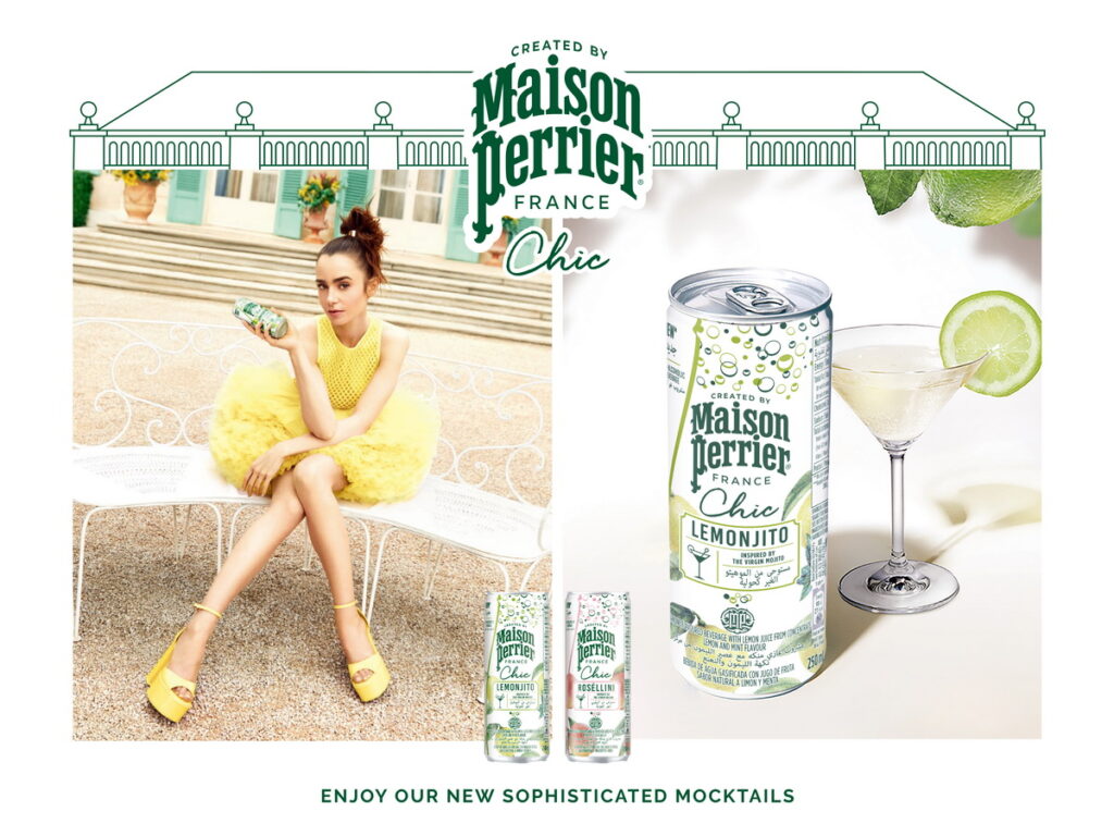 「Maison Perrier Chic 沛綠雅氣泡雞尾酒風味飲」由法國知名調酒師精心調配,沛綠雅隆重獻上兩款低卡低糖無酒精調飲聖品
